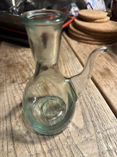 Rustic/vintage glass olive oil pourer - height 15cm