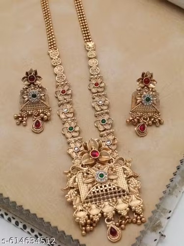 Gold temple jewellery set - gold,