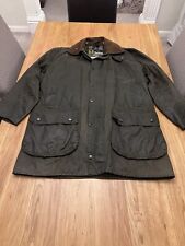Barbour Vintage Border Waxed Jacket Green Sage, Large 102cm/40, Two Crest
