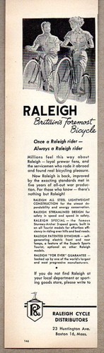 1946 print raleigh bicycles - ad,