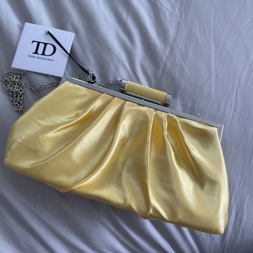 Y2k yellow satin clutch bag - y2k,