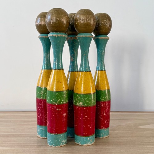 Vintage wooden skittles pins - vintage,