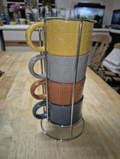 Habitat Retro Geometric Stacking Set of 4 Mugs/Cups 