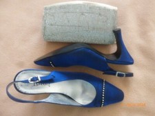 LADIES PARTY SHOES 4 & BAG BLUE NWOT