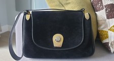  1960's Giorgio Gucci Vintage Black Suede Leather Shoulder Bag Twist Lock