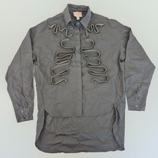 FRANCESCA Couture Shirt Small Black Womens Zip Detail Long Sleeve