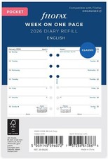 Filofax Pocket Size 2026 Week on One Page Diary Insert Refill 26-68226