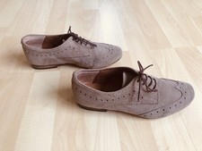 Dune light brown/beige/taupe real suede leather lace-up brogues shoes EU37/UK4