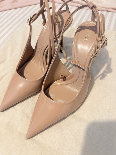 Zara beige patent leather - patent,