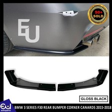 REAR BUMPER CORNER CANARDS GLOSS BLACK FOR BMW 3 SERIES F30 F31 2015-2019