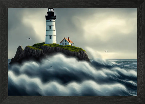 Sea scene with lighthouse