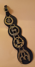 4  Vintage Horse Brasses Martingale strap horse shoes windmill stag bird's nest