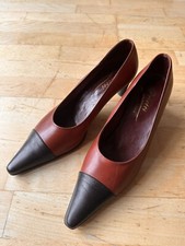 Prietti Stilettos Heels Red Brown With Black Pointy Toe Tips Uk 6 EUR 39 Leather