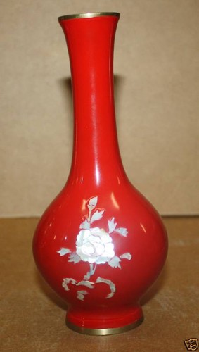 Painted brass resin vase - painted,