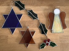 Vtg Stained Glass Christmas
