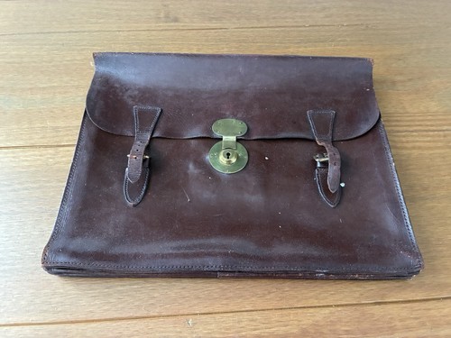 Vintage brown leather attaché - brown,