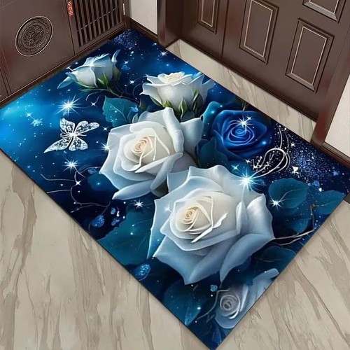 White rose butterfly carpet - rose,