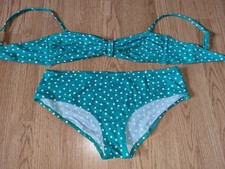 Gorgeous Green White polka dot PRINCESSE TAM TAM bikini top bottom set size M L