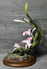 Vintage 1983s Royal Worcester Ornament Studio Porcelain Orchid Flowers - Damaged