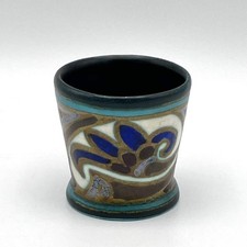 Antique Gouda Holland PZH Art Deco Seine Pattern Pottery Egg Cup 1927