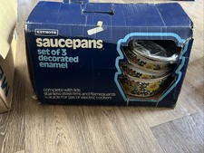 Vintage Enamel Saucepan Set 3