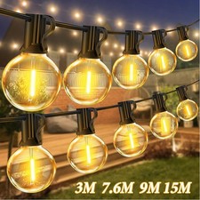Outdoor Garden Festoon String Lights G40 LED Bulbs Backyard Patio Pergola Gazebo