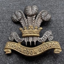 Genuine 3rd Dragoon Guards Officers Silver Gilt Cap Badge