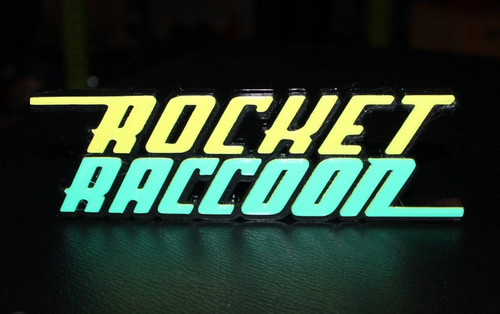 Rocket raccoon printed logo - rocket,