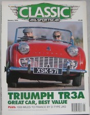Classic And Sportscar 01/1993 featuring Triumph, Bugatti, Sunbeam Tiger, Lotus