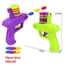 Kids Outdoor Game Foam Disc Gun Toy Flying Disc Shooting Launcher Gun Double