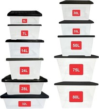 Clear Plastic Storage Box Boxes With Lids UK BRITISH MADE Home Office Stackable