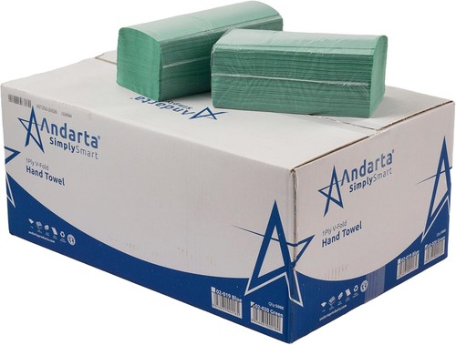 1ply green fold hand - v-fold, towels