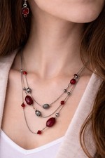 Wallis red crystal necklace - red,