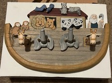 Gisela Graham Noahs Ark Wooden Wall Coat Hook Pegs 