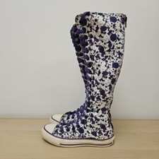 Converse All Star Paint Splash Splatter Knee High Tall Black Boots  UK 3 EU 35