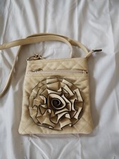 Leko London Beige Shoulder Bag with Large 3D Rose