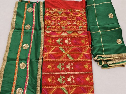 Unstitched red green - &, punjabi