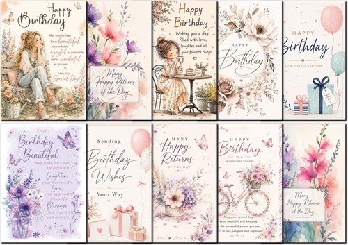 Pack happy birthday - 10, cards