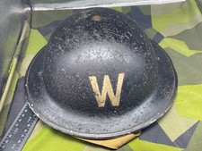 Original British WW2 Home Front Warden's Helmet with Liner & Chinstrap - Named