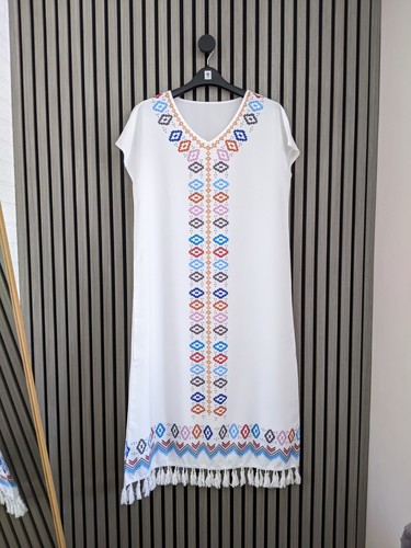 White kaftan with - kaftan, multi