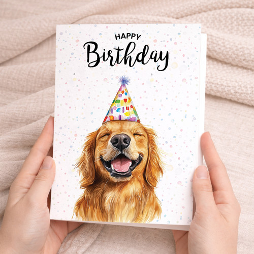 Golden retriever birthday card - birthday,