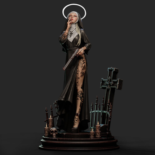 Nun with gun 10 scale - gun., 1/10