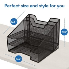 5 TIie Office Filing Organiser Black Trays Holder A4 Document Paper Stotage RACK