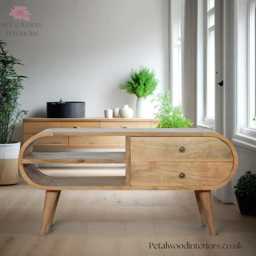 Curved stand solid wood - tv,