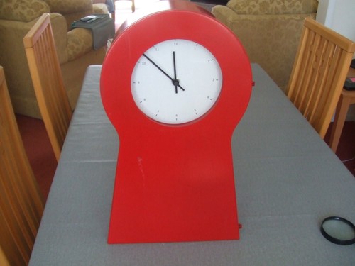 Vintage ikea red keyhole clock - red,
