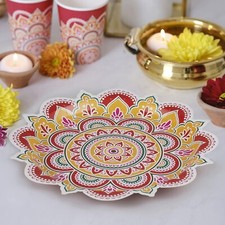 Ginger Ray Happy Diwali Paper Party Plates 8 Pack, DW-111, Multi-Coloured,27cm