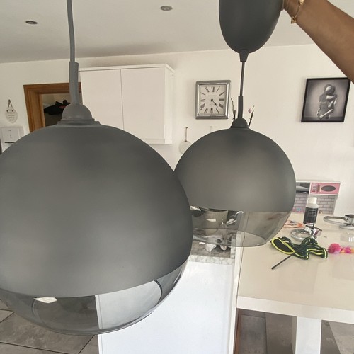 Two grey clear glass dome - grey/clear,