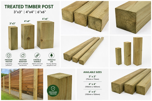 Treated timber fence posts - fence, |
