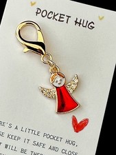 Christmas Red Angel Diamanté detail ‘Pocket hug’ Bag / Purse/Zipper Charm 