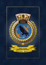 HMS HOOD SHIPS BADGE/CREST - HUNDREDS OF HM SHIPS IN STOCK